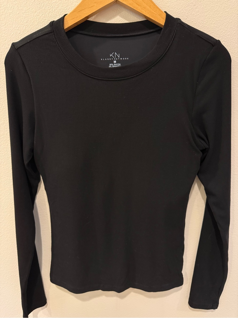 Klassy Network Black Ribbed Long Sleeve Tee
